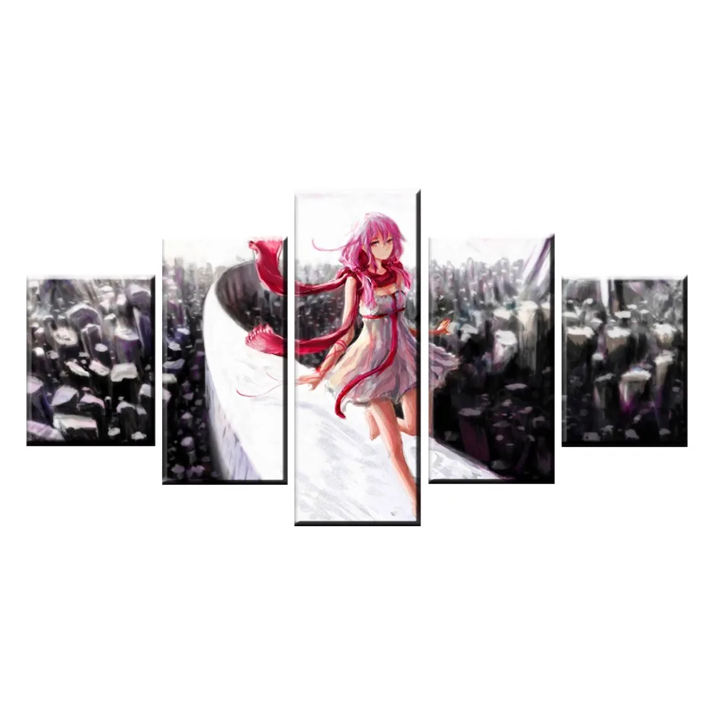 

Home Decorative Print Canvas Oil Painting Wall Art 5 Pieces Anime Guilty Crown Inori Yuzuriha Poster For Living Room Wall Decor