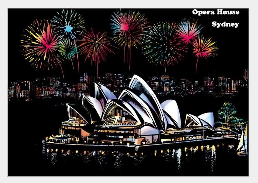 25 Sydney 40*28,5 см царапины вид на ночной город скребковая Живопись Дети Городской Ночной вид царапины картины бумажная живопись подарок на день рождения - Цвет: 25 Sydney