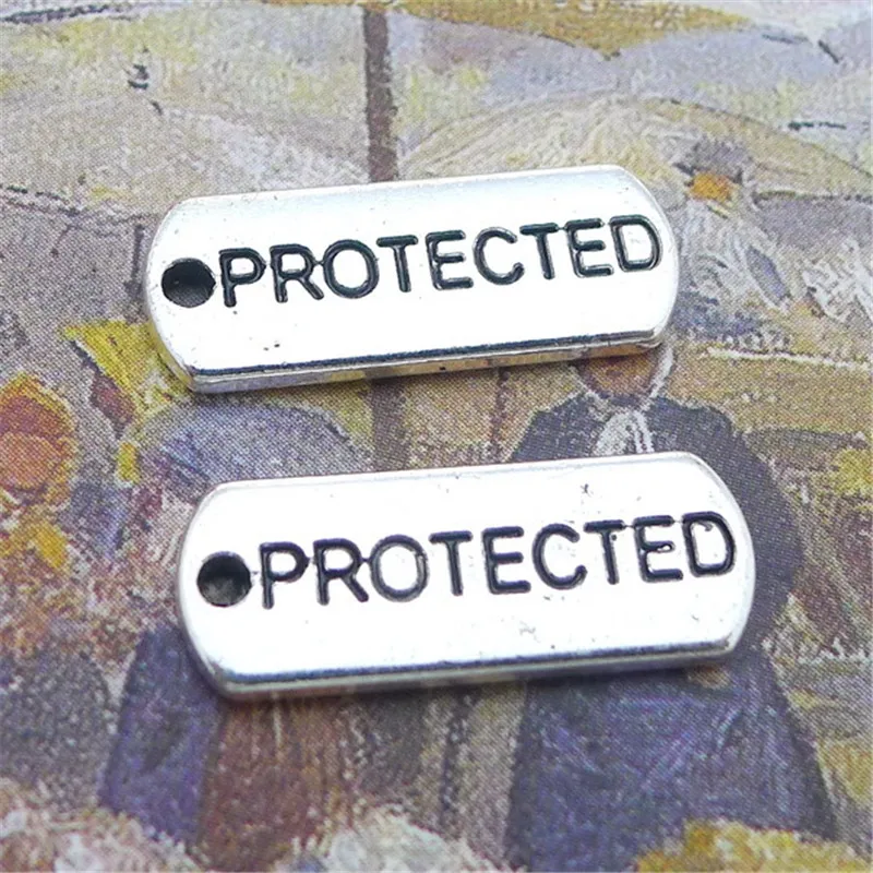 Подвеска прямоугольная с посеребрением в античном стиле размером 30 дюймов 8 х21