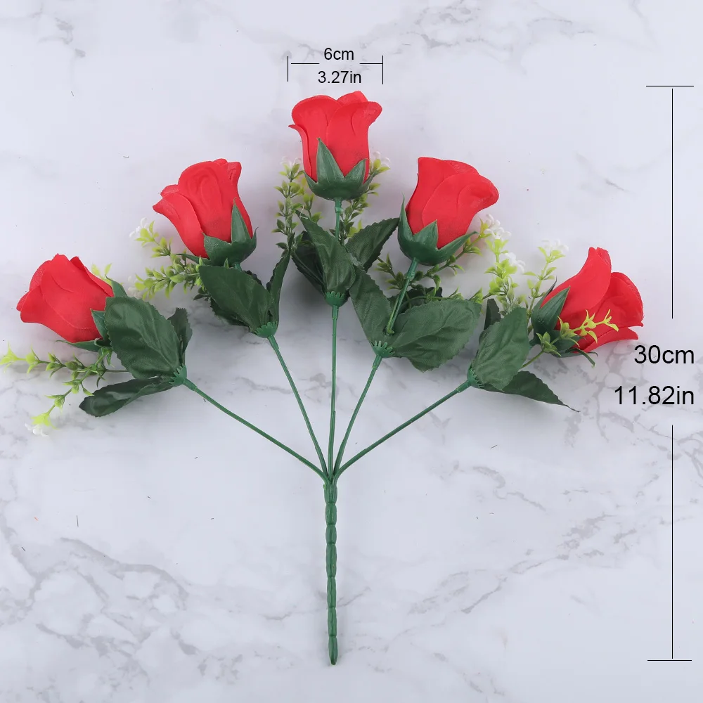 Искусственные розы букет из шелка красные и розовые королевские искусственные