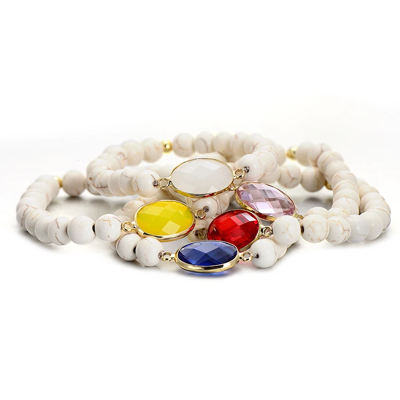 Богемия Большой овальный кристалл браслет для Для женщин Натуральный камень