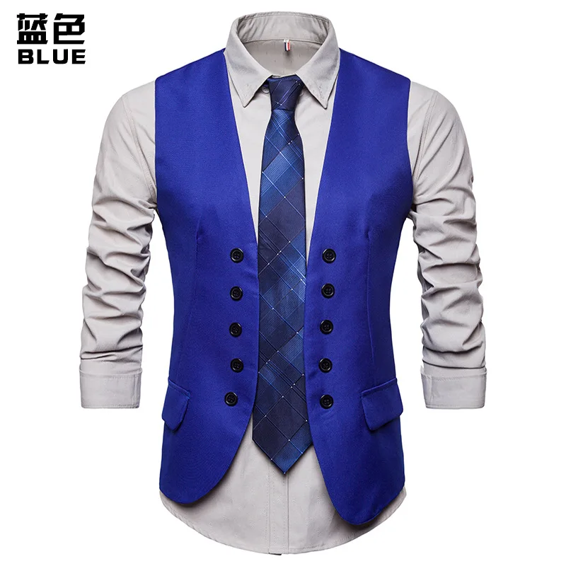 Мужской костюм жилет классический двубортный Colete Masculino Slim Fit свадебные жилет Для мужчин формальные тонкий платье-майка без рукавов