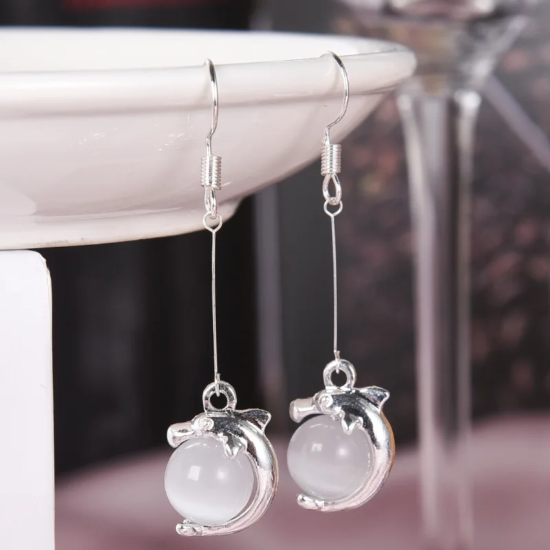 Модные винтажные Ретро Bijoux круглые белые \ розовые Синие Кристальные серебряные