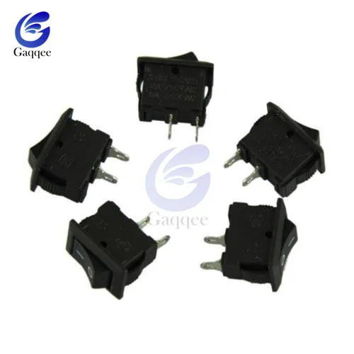 Черный кнопочный мини-переключатель 6A-10A 250V KCD1-101 2Pin Snap-in On/Off кулисный