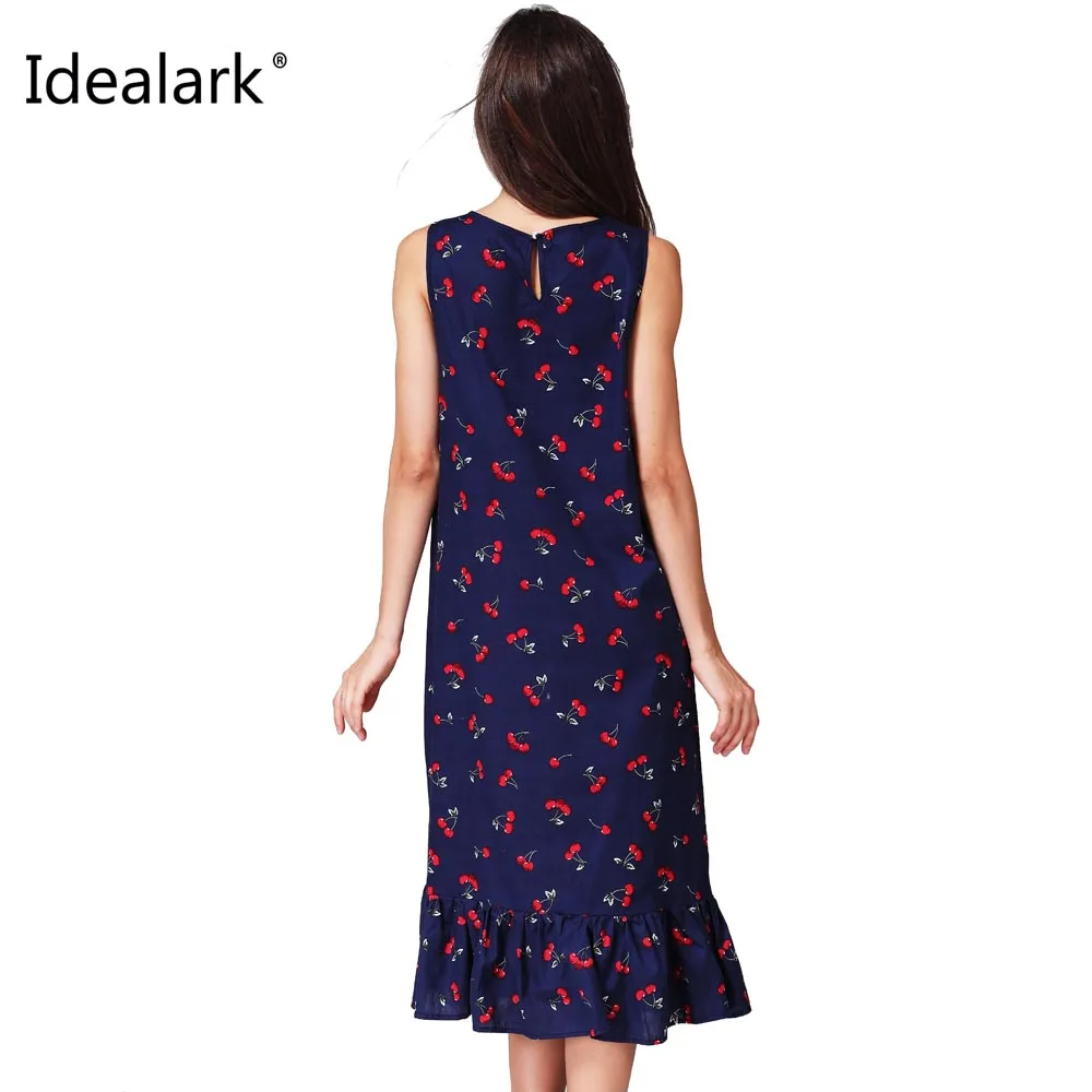Idealark 100% хлопок Новый 2017 Лето весна Для женщин длинное платье без рукавов