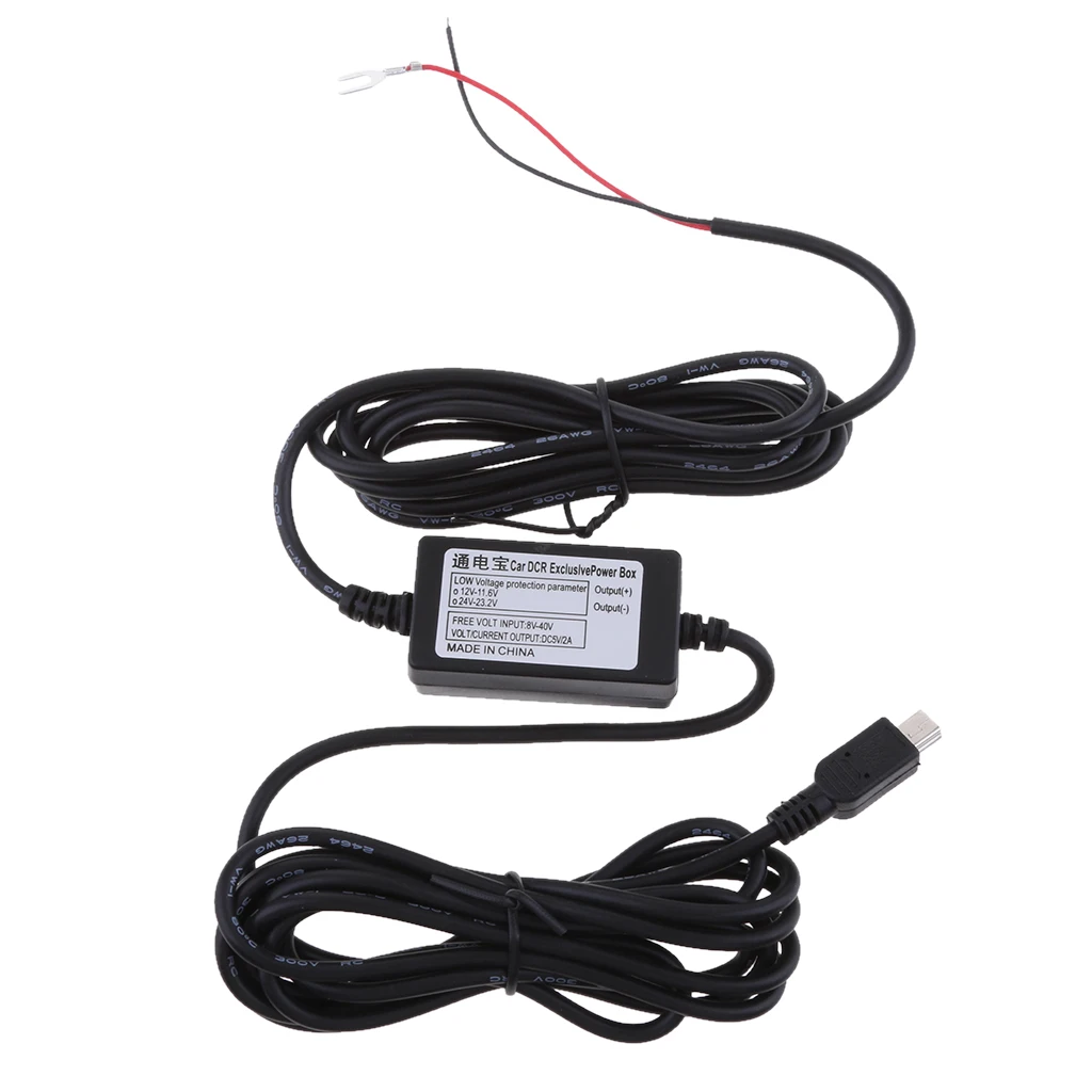 Автомобильный видеорегистратор с жестким проводом 12/24 В до 5 1.5A мини USB Stright
