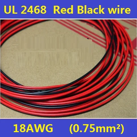 18AWG ПВХ изолированный луженый медный кабель 2 Pin красный черный провода