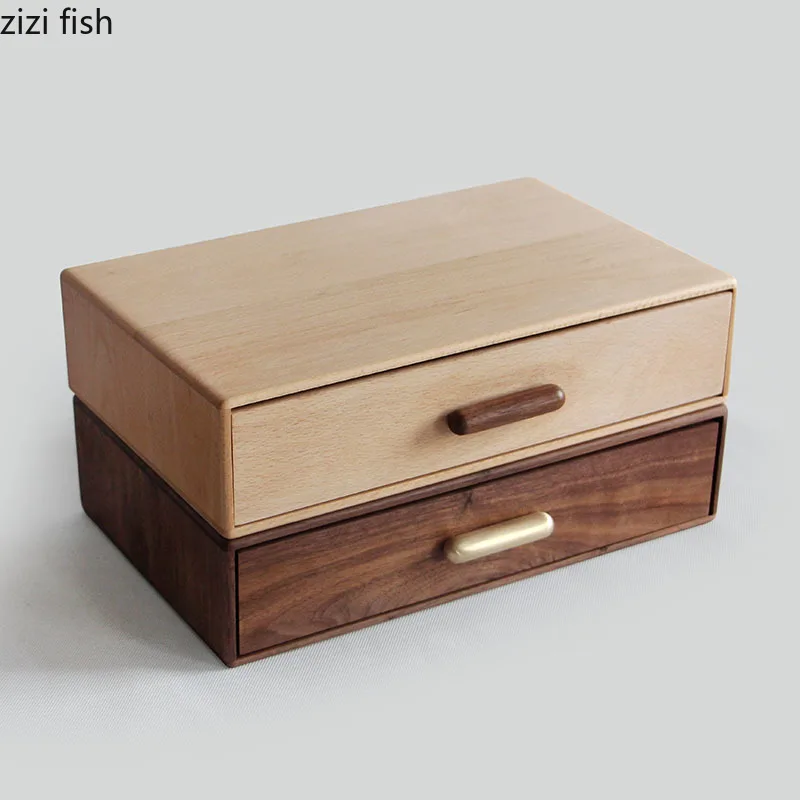 Деревянный Ручной ящик для хранения из массива дерева черного ореха Настольный