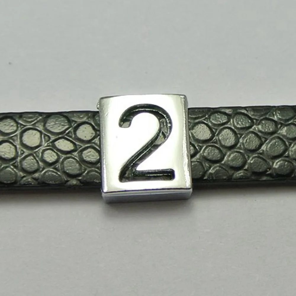 

20 Alloy Carved Number "2" Slide Charm Fit 8mm Wristbands Belt Pet Collar