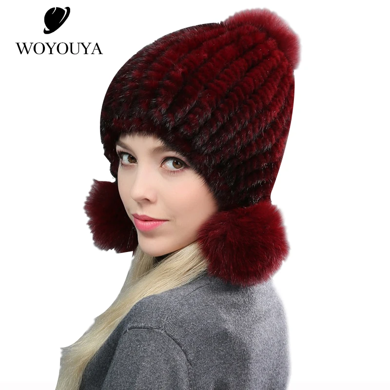 WOYOUYA модная новая норковая шапка зимняя вязаная меховая теплые зимние шапки для