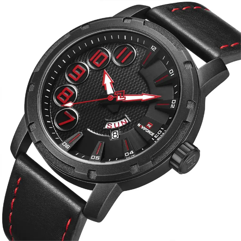 NAVIFORCE мужские часы модные спортивные дата неделя кварцевые кожа наручные 30 м