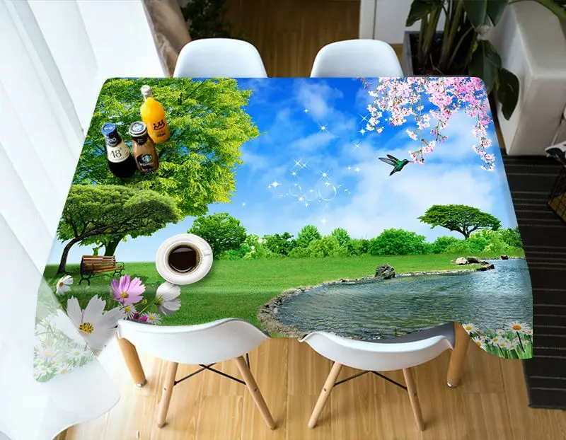 3D скатерть с рисунком горного водопада полиэстер Пылезащитная настольная ткань