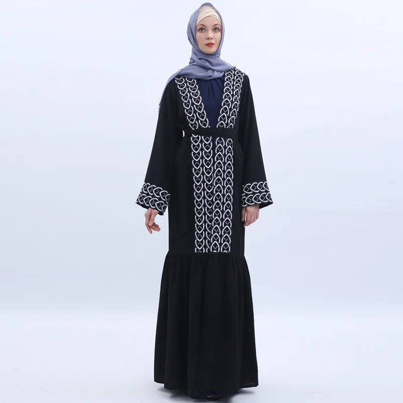 Черное кимоно Абая кафтан Дубай Ислам Мусульманское Платье для женщин молитва