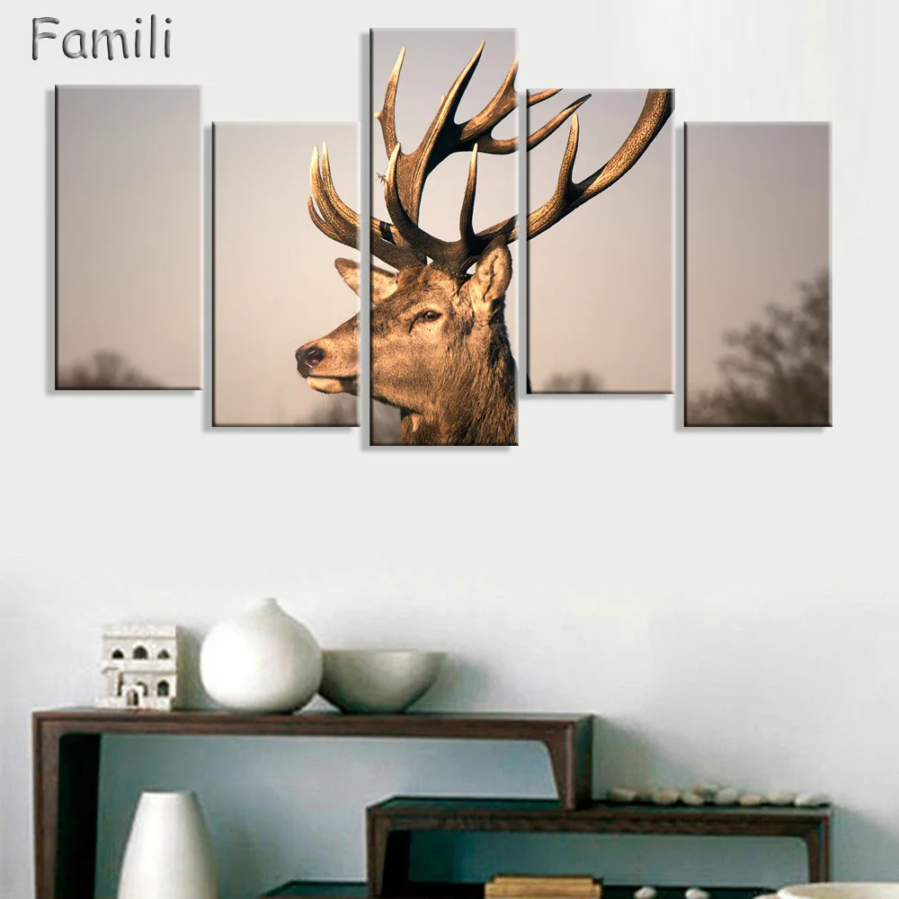 Зимняя картина с оленем 5 шт. оленем|canvas prints|deer picturedeer canvas print |