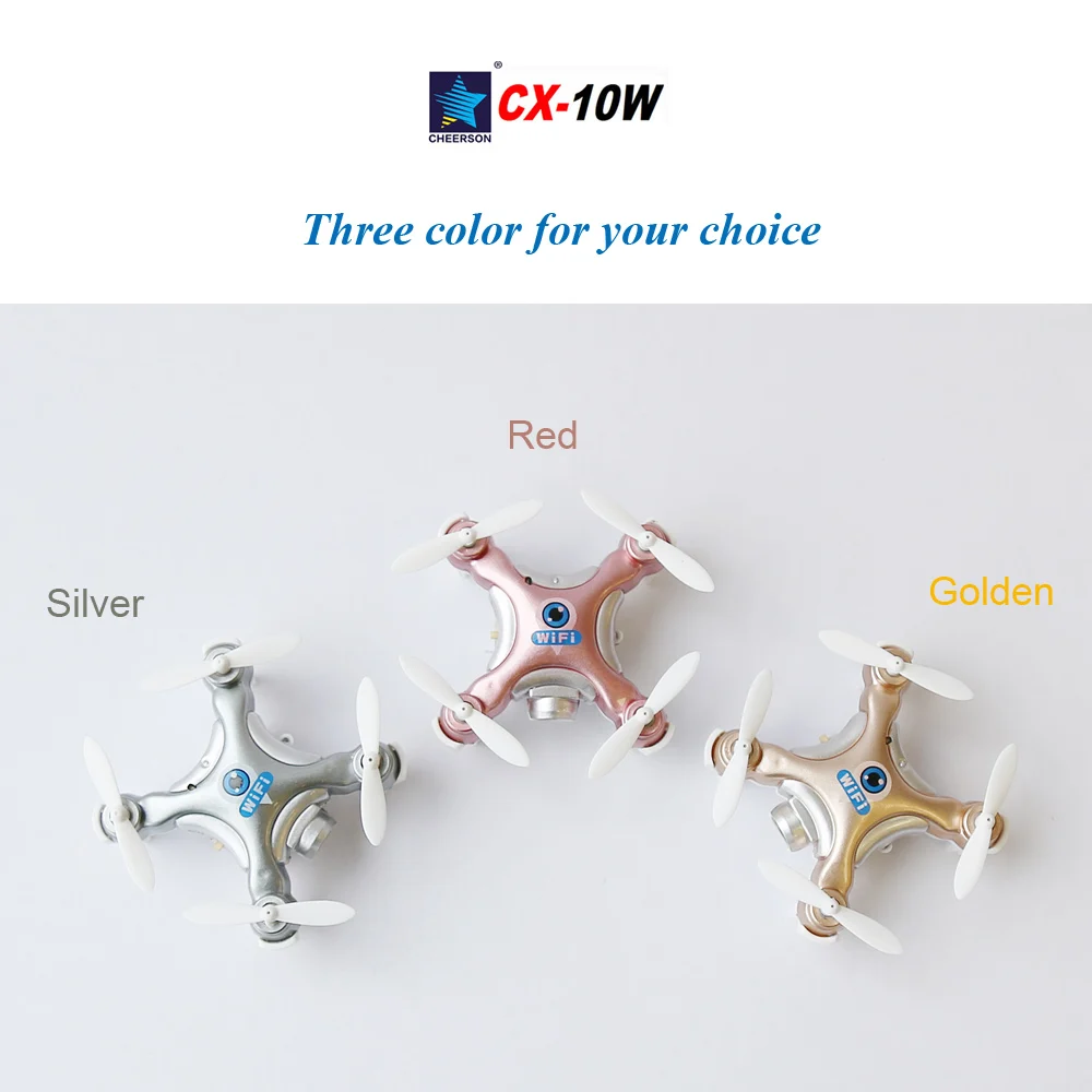 Cheerson CX-10W 4CH 6-осевой Гироскоп CX-10W Wifi FPV Drone RTF Мини RC Мультикоптер с камерой 0.3MP