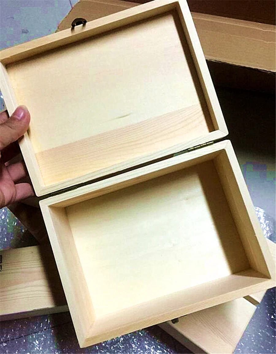Деревянная маленькая деревянная коробка zakka Paulownia с крышкой и замком для хранения
