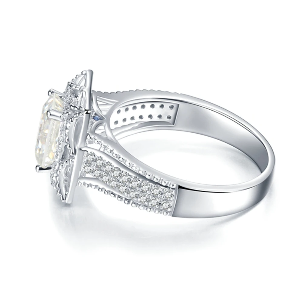 Обручальное кольцо с муассанитом белое золото 14 к 3 9 карат Изумрудный