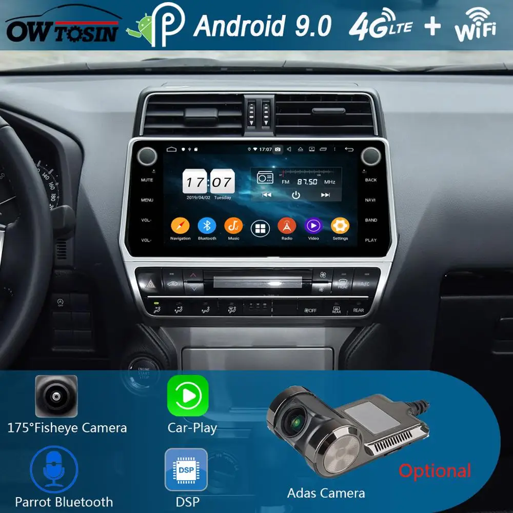 Автомобильный мультимедийный плеер IPS Android 10 1 8 ядер 4 Гб + 64 ГБ для Toyota Land Cruiser Prado 9 0
