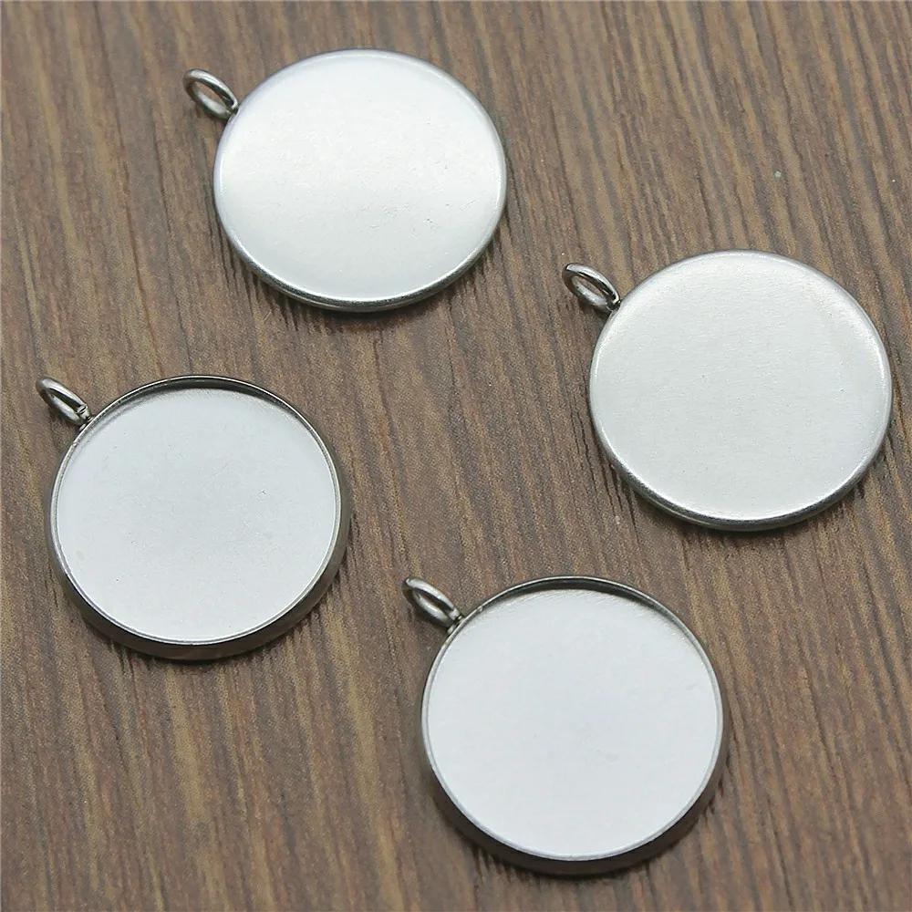 

10pcs Fit 8~25mm Round Glass Cabochon Stainless Steel Material Side Hanging Base Setting Pendant Tray Blank Bezels Setting Base