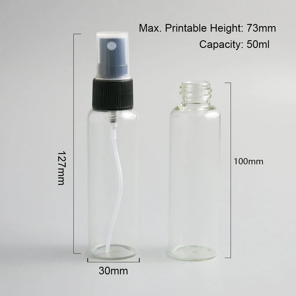 

50ml Glass Refillable Perfume Bottle With Atomizer Empty Cosmetic Containers With Sprayer For Travel 500pcs