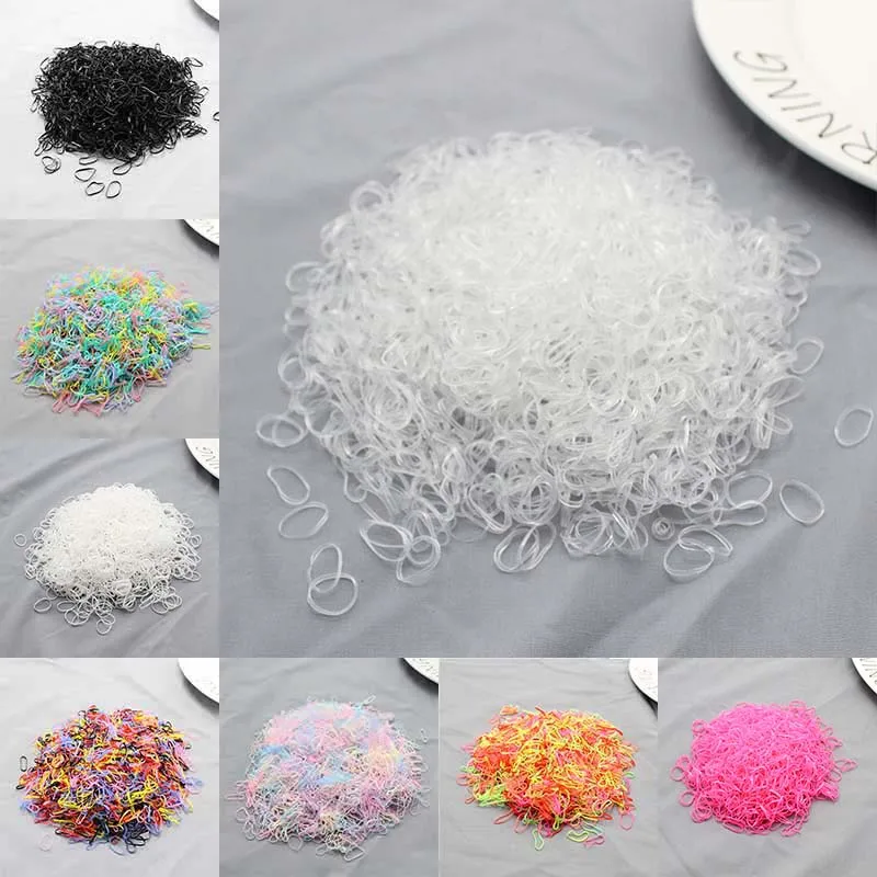 1000pcs/bag Girls Elastics Hair Bands Child baby Accessories Gum for TPU Disposable kids Ponytail Holder Rubber band | Детская одежда и