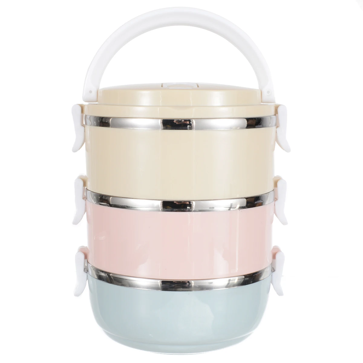 

3 Tier Round Bento Lunch Box Stainless Steel Picnic Boxes Insulated Thermal Food Containers For Kitchen Camping Supplies