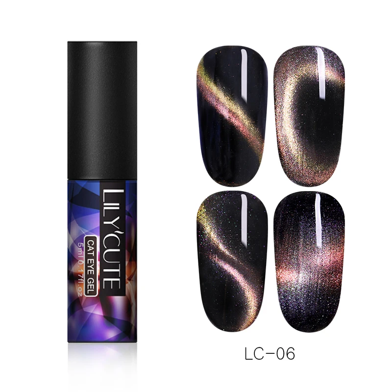 holographic 06 LILYCUTE 5 мл Auroras Гель-лак для ногтей светящийся кошачий глаз УФ-гель светится в темноте 3D Магнитный блеск впитывающий Гель-лак для ногтей - Цвет: holographic 06