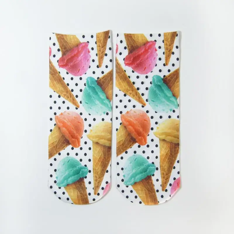 Носки с 3D принтом женские новые милые короткие носки унисекс хлопковые разных