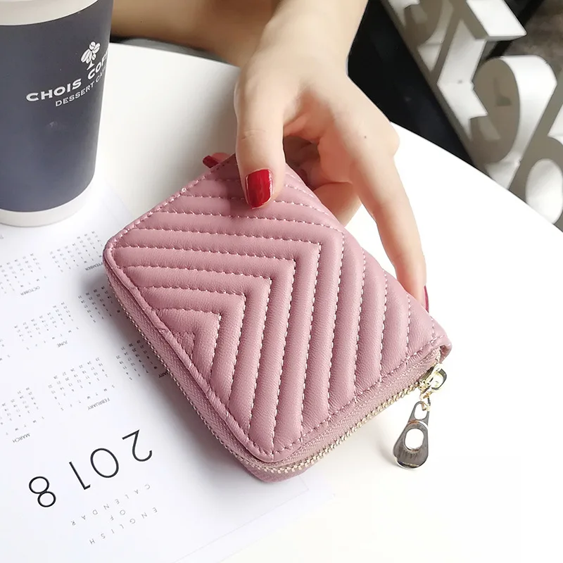 Pink Женский кошелек из натуральной кожи, роскошные женские короткие кошельки из овчины, дизайнерские женские кошельки, держатель для карт и карт - Цвет: Pink