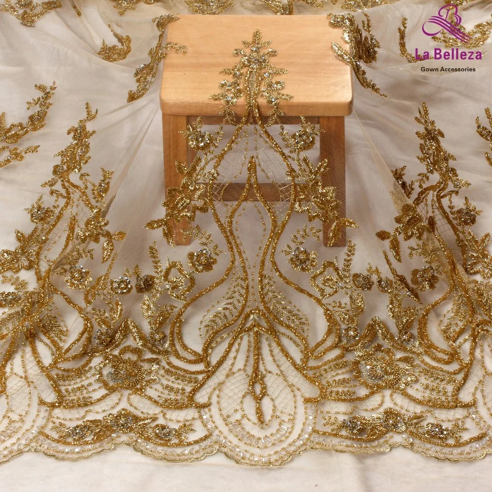 La Belleza, новинка, свадебное платье, кружевная ткань, дизайн, кружево, Серебряное золото, расшитое бисером, кружевная ткань, Кристальное кружево, 1 ярд
