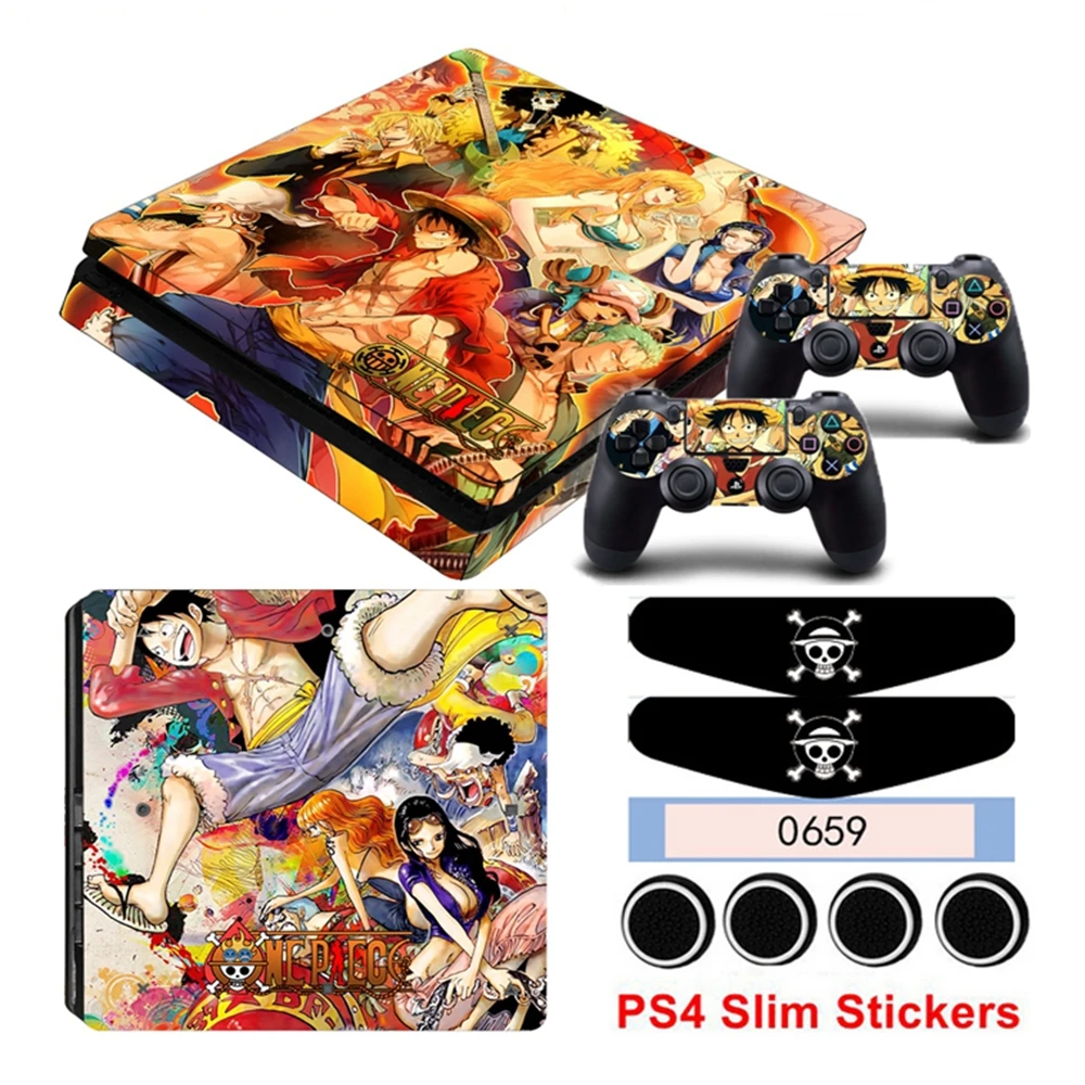 Чехол наклейка для игровой приставки 4 Slim PS4 Console и наклейки 2 slim контроллеров|cover
