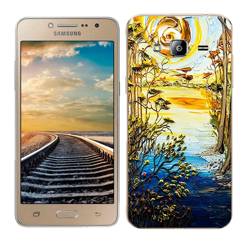 Мягкий чехол для Samsung Galaxy J2 Prime силиконовый с масляной росписью задняя крышка G532F