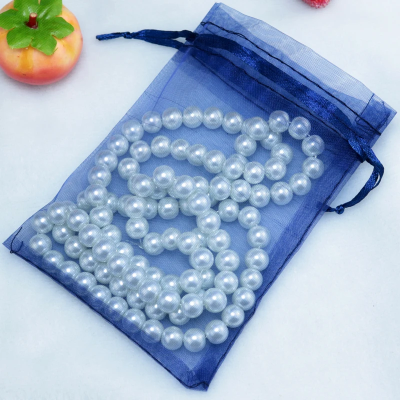 5x7 см темно-синяя упаковка ювелирных изделий сумки для на завязках маленькие