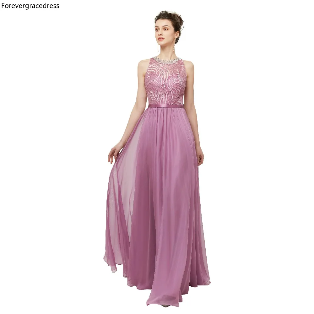 Forevergracedress фиолетовые Вечерние платья 2019 элегантные шифоновые кружевные вечерние