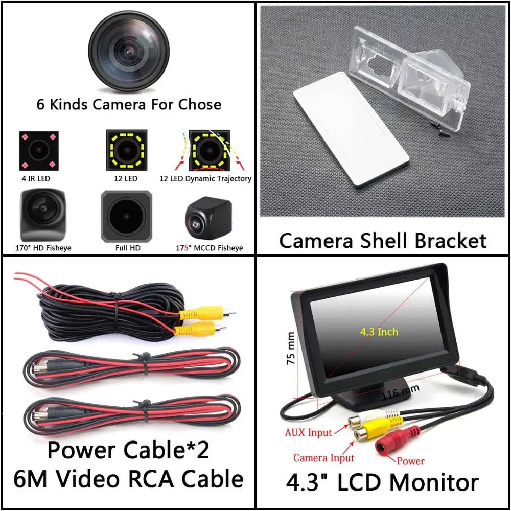 Camera 4.3 inch LCD 175 градусов MCCD "рыбий глаз" камера заднего вида для парковки Камера для Fiat Freemont 500 Dodge путешествие 2011 2012 2013 - Название цвета: Camera 4.3 inch LCD