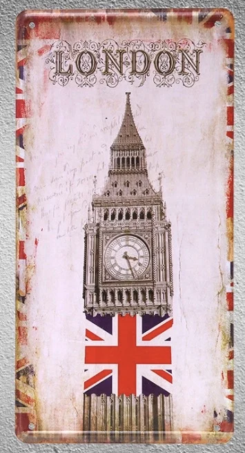 

1 pc London big ben United kingdom Britain Tin Plates Signs wall man cave Decoration Metal Art Vintage Poster