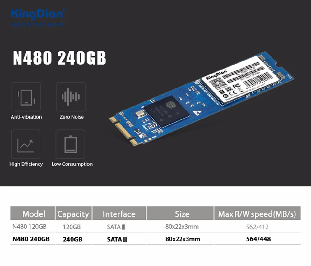 KingDian Новое поступление N480 240GB SSD SATA3(NGFF) Твердотельный накопитель HD HDD 240GB 256GB