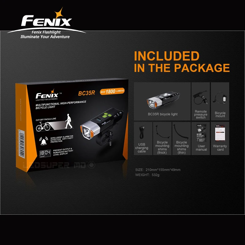 1800 люмен Fenix BC35R Cree XHP50 нейтральный белый светодиодный круглый велосипедный