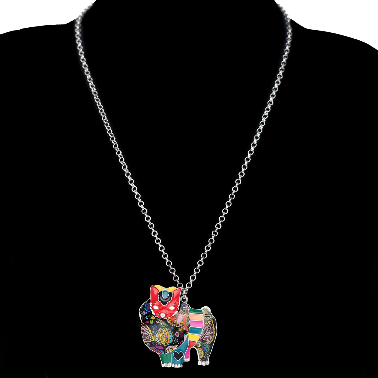 WEVENI Statement Enamel Alloy Pomeranian Dog Necklace Chain Jewelry For Women Girls Pet Lovers Gift Accessories Wholesale Bijoux | Украшения