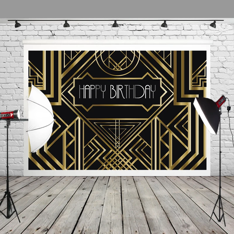 HUAYI Great Gatsby фон для фотосъемки с днем рождения детей вечеринка черный и Золотой