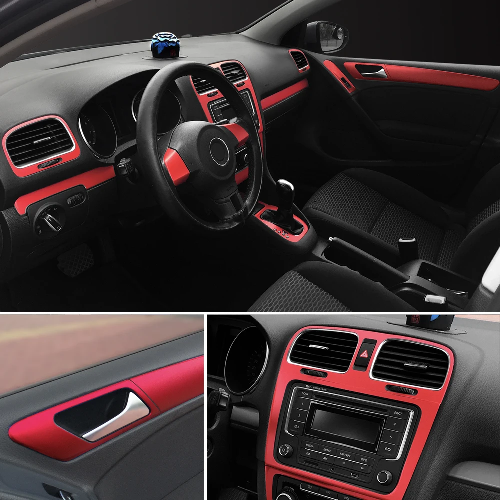 Для Volkswagen VW Golf 6 GTI MK6 внутренняя Центральная панель управления дверная ручка наклейки из углеродного волокна наклейки аксессуары для стайлинга автомобилей