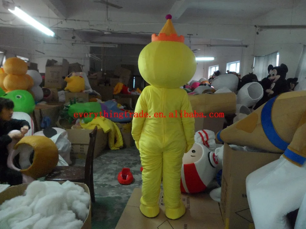 New arrival 2014 Cartoon Character Adult cute big mouth yellow doll Mascot Costume fancy dress party costume | Тематическая одежда