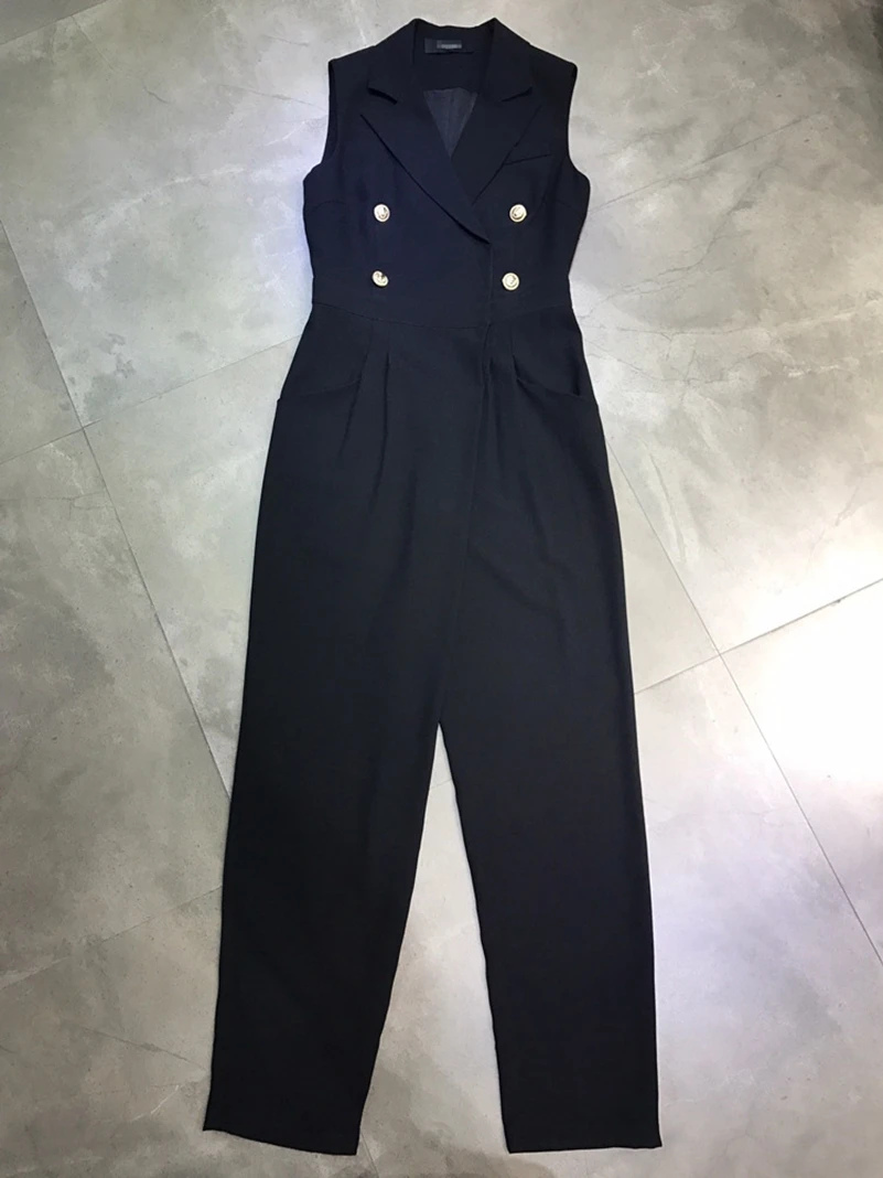 

2020 Fashion The New Sleeveless Double-breasted Jumpsuits Free Shipping