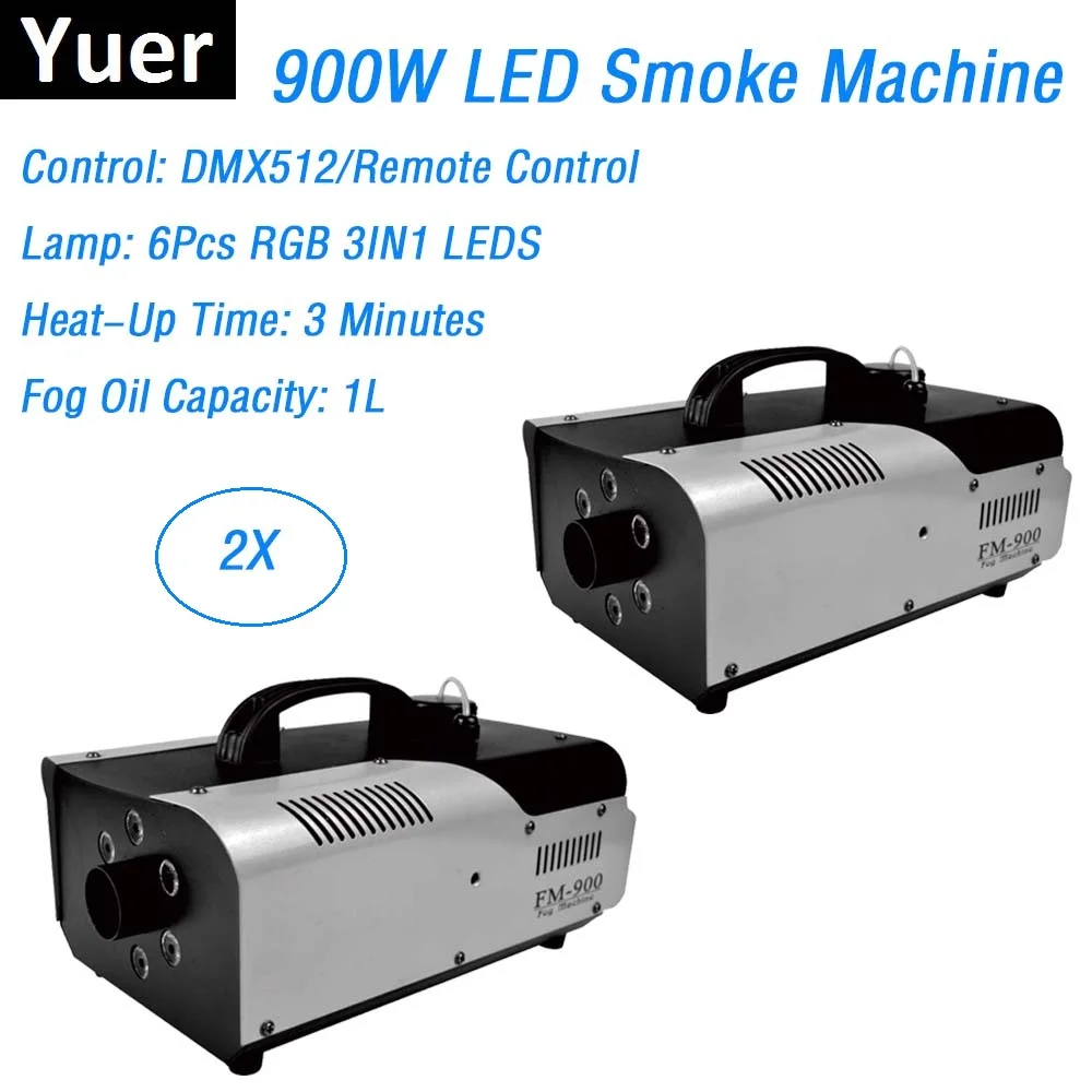 

2XLot DMX / Remote Control LED 900W Smoke Machine RGB Color LED Fog Machine / Professional LED Fogger Stage 900W Smoke Ejector