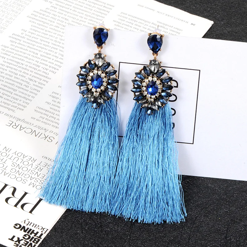 ZHINI New Hot Sales Brand Fashion Women's Wedding Tassel Earrings Wholesale Jewelry Bohemian Fringed Long Drop Dangle | Украшения и
