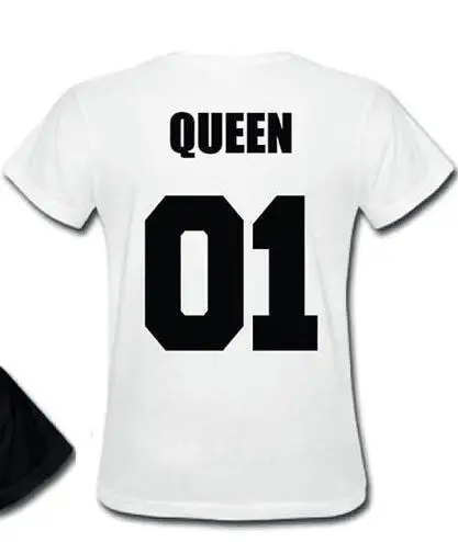 queen white Одинаковая футболка из хлопка, футболка с надписью «King 07», «queen 07», «Prince», «Prin» для новорожденных, футболка с короткими рукавами и круглым вырезом для отдыха - Цвет: queen white