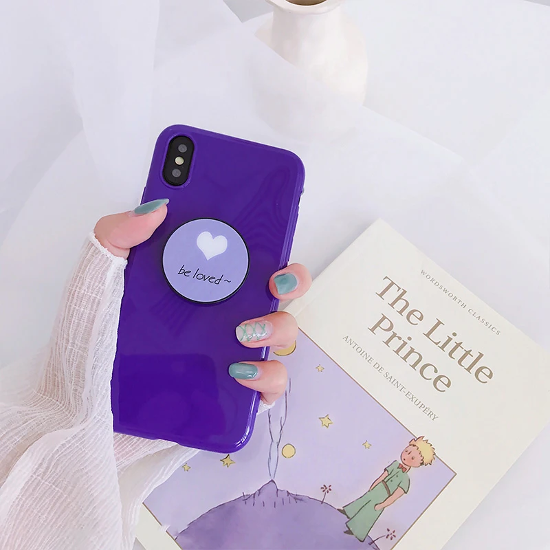 GlamPhoneCase Модный Фиолетовый чехол для телефона с сердцем iphone X 8 plus 7 7plus 6 6plus мягкий