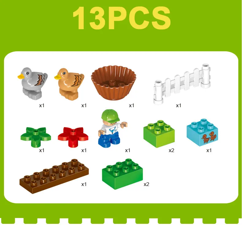 GOROCK Большой размер DIY Happy Farm Happy Zoo с животными набор Duplo блоки кирпичи развивающие детские игрушки для детей подарки на день рождения
