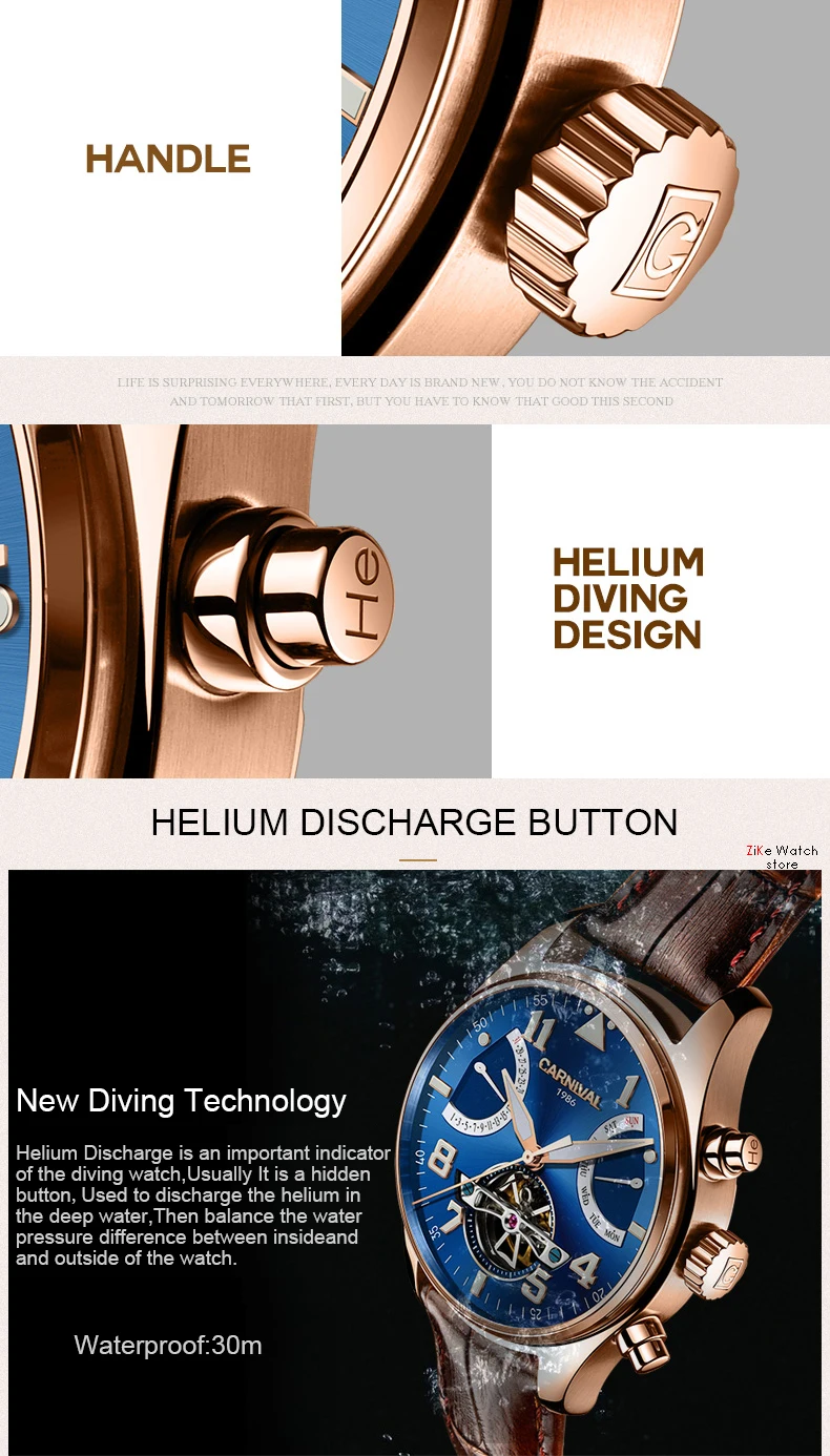 Карнавал сапфир relogio masculino TopBrand автоматические часы для мужчин Tourbillon механические водонепроницаемые часы модные кожаные роскошные