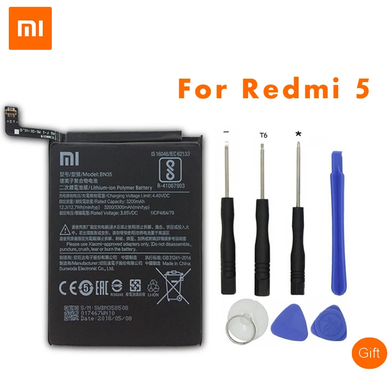 Xiao Mi оригинальный аккумулятор BN35 3300 мАч для Xiaomi Redmi 5 7 &quotЗапасная батарея Высокая